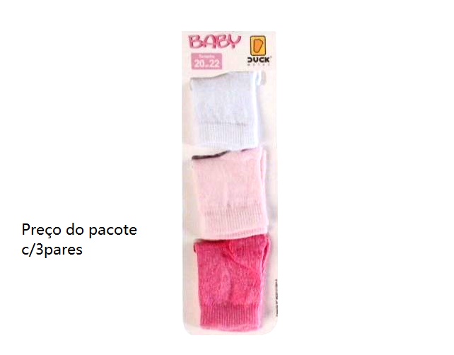 Meia Duck Bebe Fem Alg (c/3)