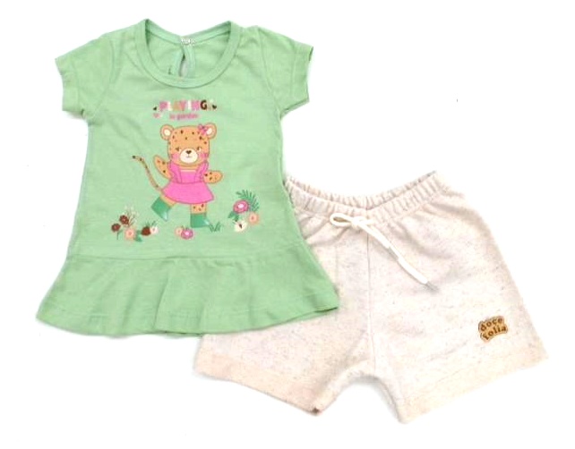 Conjunto Docefolia Bebe Fem M/c Malha Short