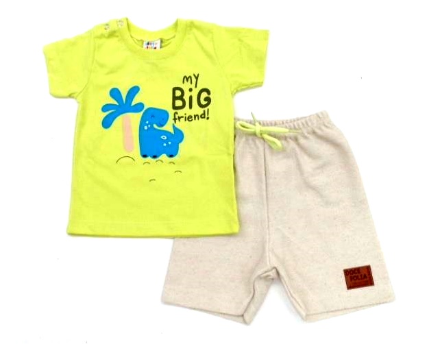 Conjunto Docefolia Bebe Masc M/c Malha Botão