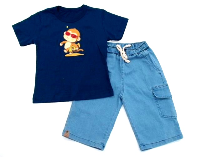 Conjunto Akamai Inf Masc M/c Malha Bermuda Jeans