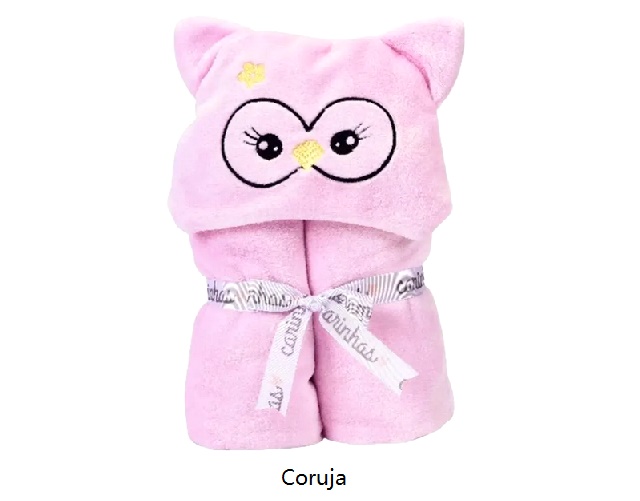 Cobertor Minasrey Bebe Microfibra Capuz Carinhas