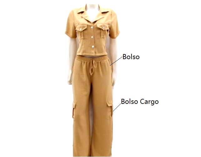 Conjunto Ekisugui Adulto Feminina Manga Curta Duna Cropped Calça