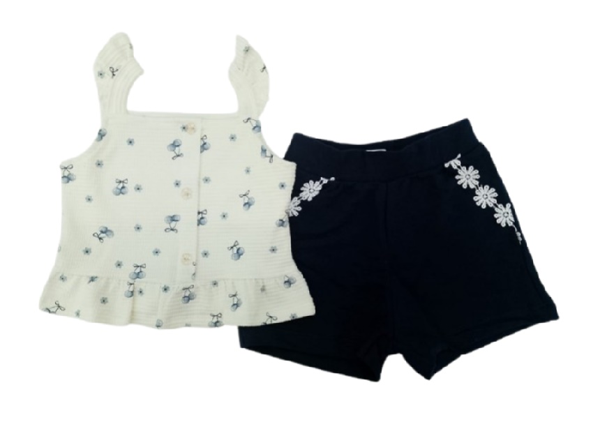 Conjunto Angero Primeiros Passos Feminina Regata Malha Trendy Shor