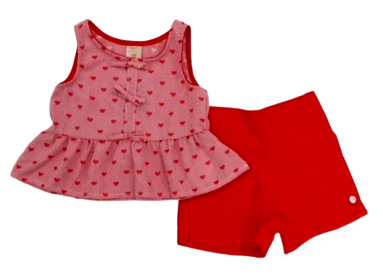 Conjunto Angero Infantil Feminina Regata Viscose Cropped Short