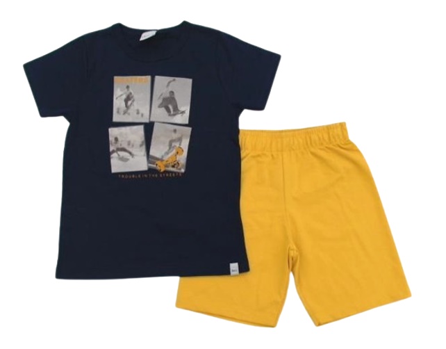 Conjunto Kaiani Infantil Masculino Manga Curta Malha