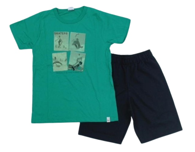 Conjunto Kaiani Juvenil Masculino Manga Curta Malha