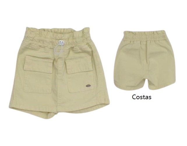 Short-saia Pty Inf Fem Sarja Lycra 2bolsos
