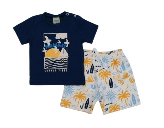Conjunto Didiene Bebe Masc M/c Malha Botão