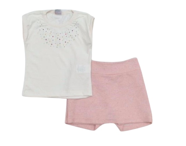 Conjunto Didiene Infantil Feminina Manga japonesa Malha Short-saia