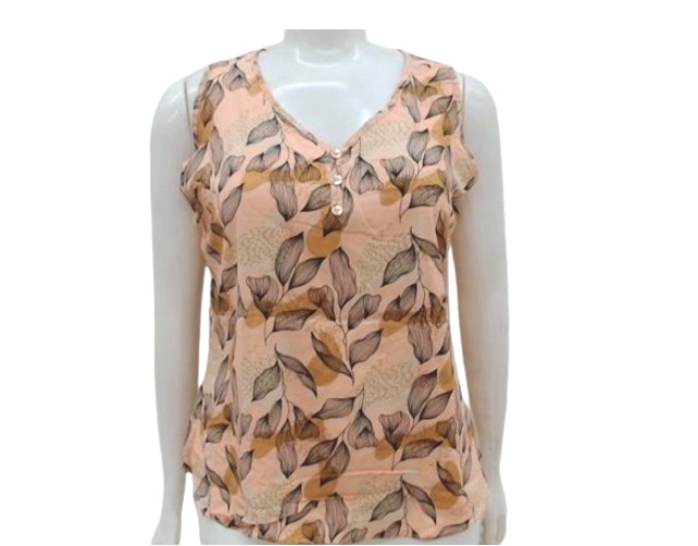 Blusa 7linhas Adulto Extra Grande Regata Viscose Estampado