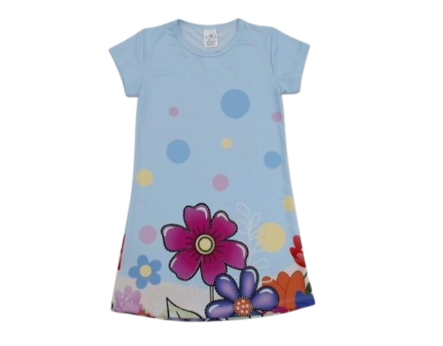 Vestido Mundonicky Infantil Manga Curta Poliéster Estampado