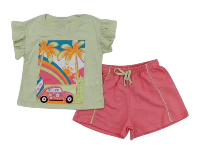 Conjunto Pk Juvenil Feminina Manga japonesa Malha Cropped Short