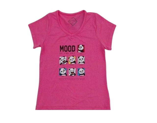 Blusa Aquamarine Juvenil Feminina Manga Curta Viscolycra Decote V