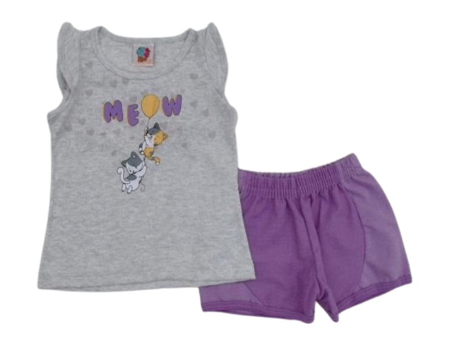 Conjunto Wkids Primeiros Passos  Manga japonesa Malha Short