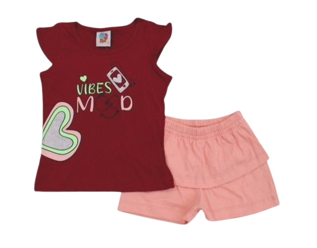 Conjunto Wkids Primeiros Passos  Manga japonesa Malha Short