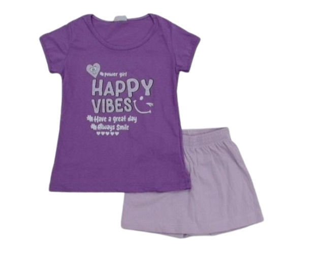 Conjunto Wkids Infantil Feminina Manga Curta Malha Short-saia
