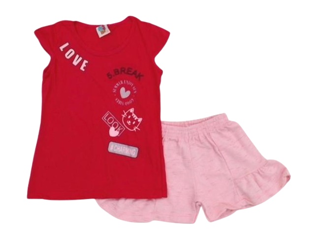 Conjunto Wkids Infantil Feminina Manga japonesa Malha Short