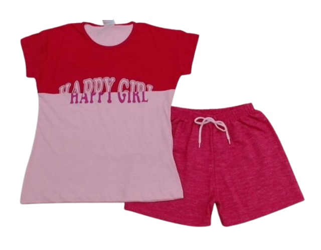 Conjunto Wkids Juvenil Feminina Manga Curta Malha Short
