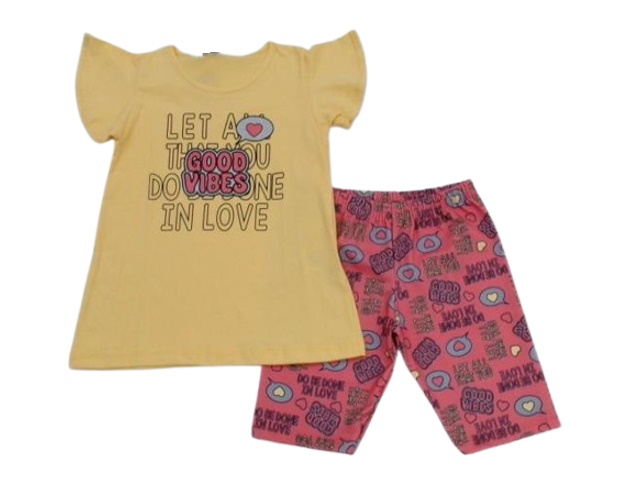 Conjunto Wkids Juvenil Feminina Manga Curta Malha Bermuda