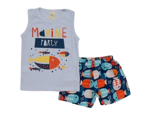 Conjunto Trin Primeiros Passos Masculino Regata Machão Malha