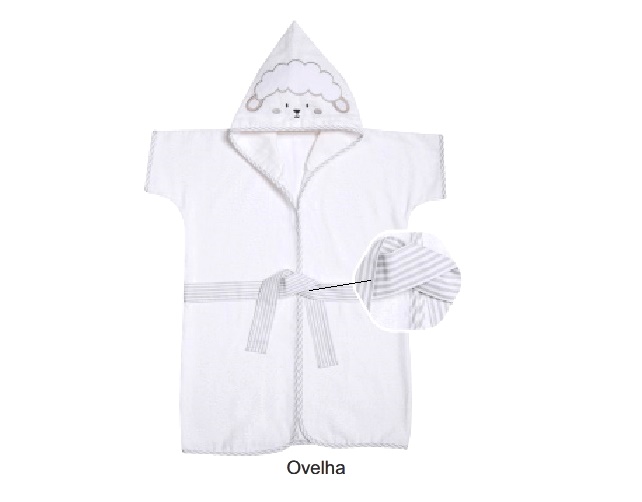 Roupão Papi Bebe Unissex Felpudo Capuz 62x46cm