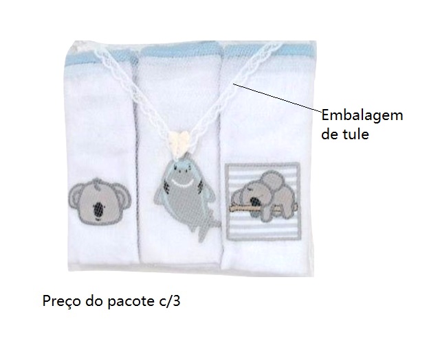 Fralda Papi Bebe Algodão Bordada C/viés (c/3) 70x70cm