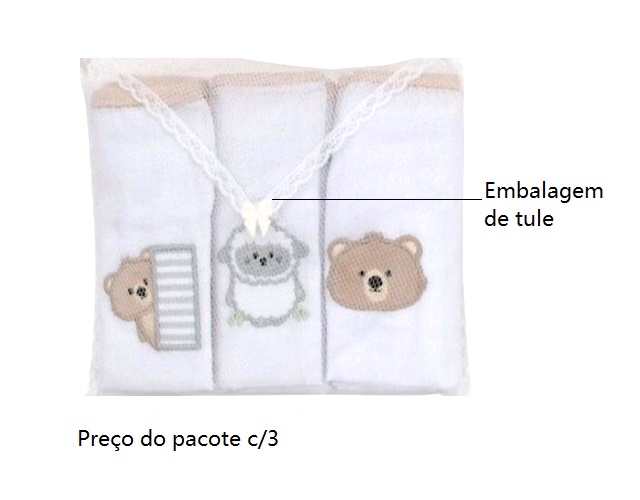 Fralda Papi Bebe Algodão Bordada C/viés (c/3) 70x70cm