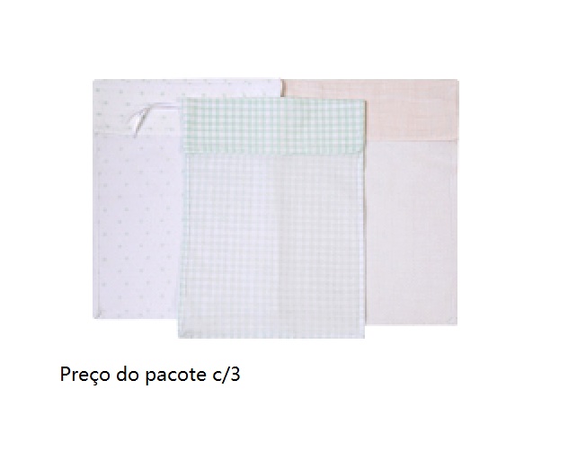 Saquinho-maternidade Papi Bebe Algodão (c/3) 40x30cm