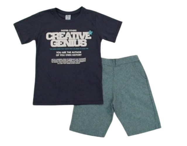 Conjunto Ninoking Infantil Masculino Manga Curta Malha