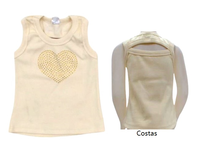 Blusa Jositex Infantil Feminina Regata Ribana Canelada Aplique