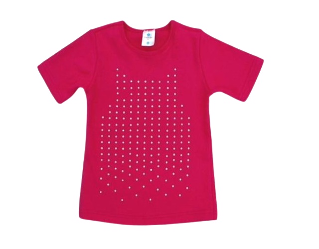 Blusa Jositex Infantil Feminina Manga Curta Ribana Canelada Aplique
