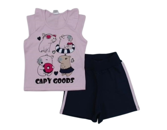 Conjunto Jositex Infantil Feminina Regata Malha Short