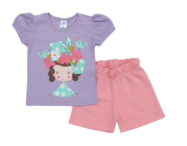 Conjunto Jositex Primeiros Passos  Manga Curta Malha Short