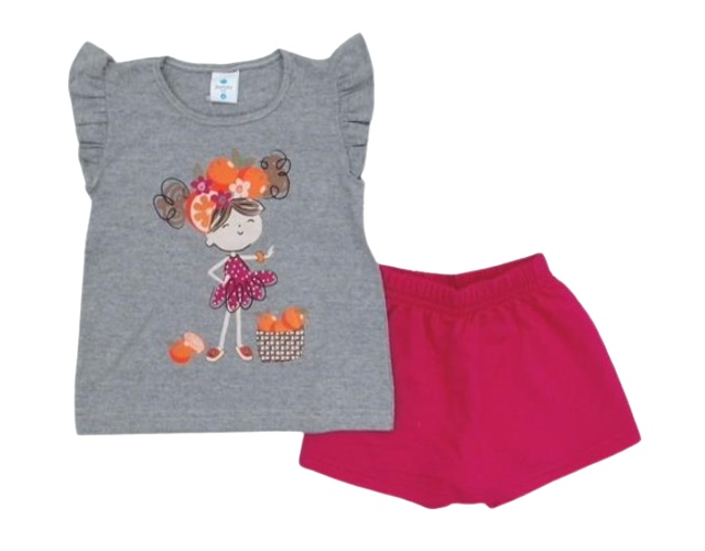 Conjunto Jositex Primeiros Passos  Manga japonesa Malha Short-