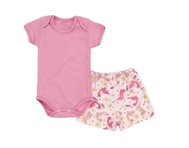Conjunto Timufy Bebe Fem M/c Suedine Body Short