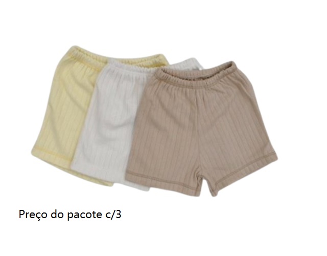 Short Timufy Bebe Neutro Malha Canel (c/3)