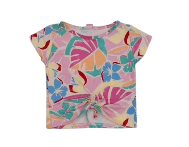 Blusa Rose Juvenil Feminina Manga Curta Viscolycra Estampado Cropped