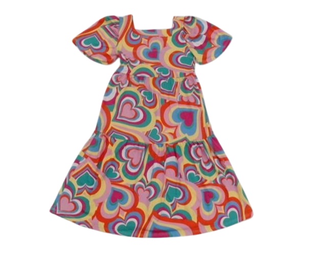 Vestido Rose Juvenil Feminina Manga Curta Viscolycra Estampado