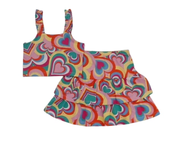 Conjunto Rose Infantil Feminina Regata Viscolycra Cropped Saia