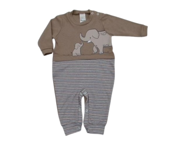 Macacão Petutinha Bebe Masculino Longo Suedine Botão