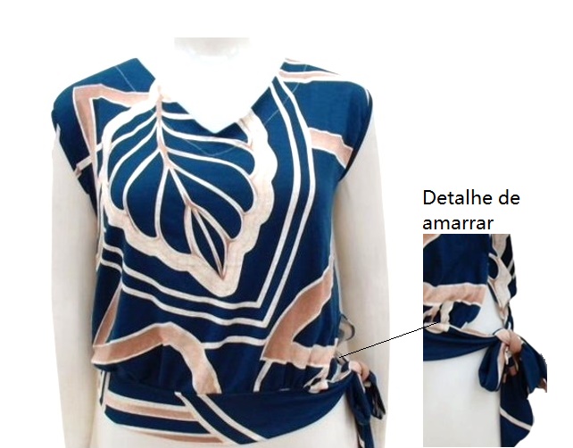 Blusa Kaprice Adulto Extra Grande  Sem Manga Viscolycra Estampado