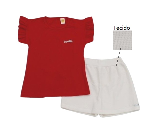 Conjunto Jaki Juvenil Feminina Manga japonesa Malha Short-saia