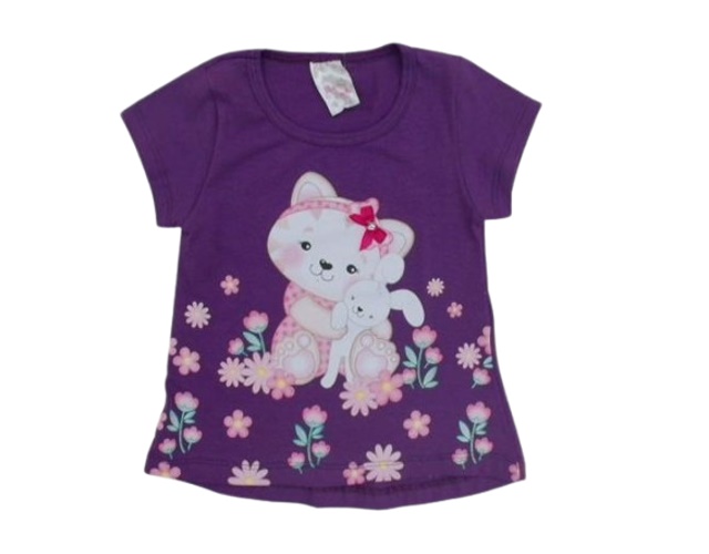 Blusa Minimundo Primeiros Passos Feminina Manga Curta Cotton Mullet