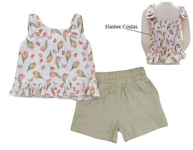 Conjunto Vrasalon Infantil Feminina Regata Tecido Plano Short