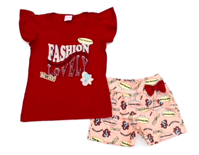 Conjunto Wilbertex Infantil Feminina Manga Curta Malha Short