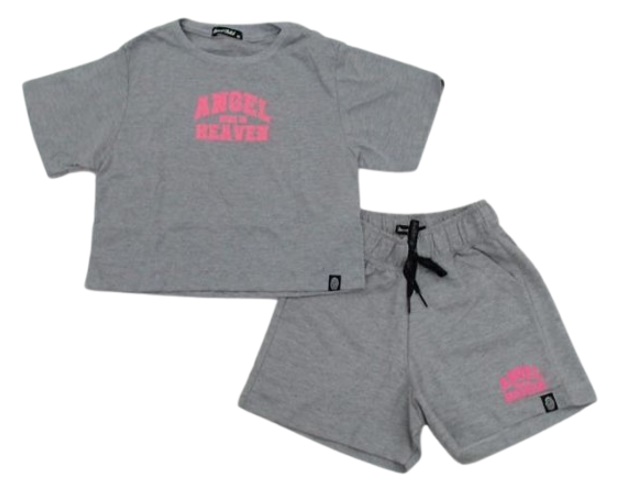 Conjunto Sweetchild Juvenil Feminina Manga Curta Malha Cropped Shor