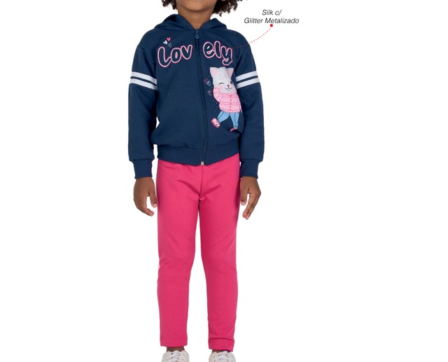 Conjunto Viston Primeiros Passos Feminina Moletom Capuz Legging