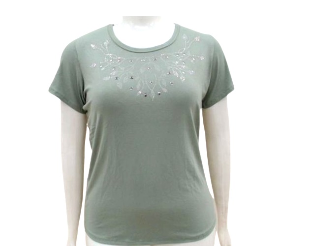 Blusa Armando Extra Grande Feminina Manga Curta Viscolycra Aplique