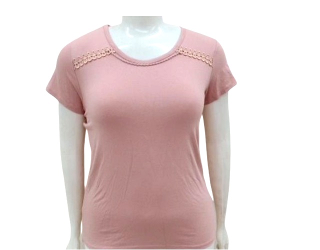 Blusa 7linhas Adulto Extra Grande Feminina Manga Curta Viscolycra Guipir