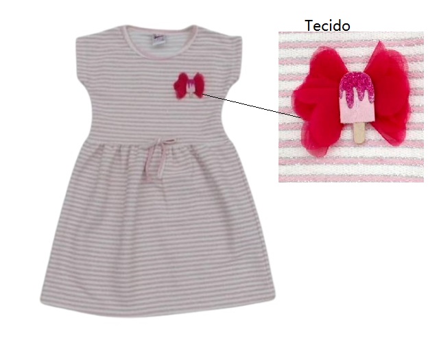 Vestido Didiene Infantil Manga japonesa Moletinho Lurex Listrada